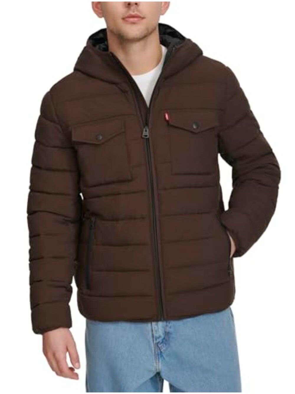 Water Resistant Performance Stretch Hooded Puffer Jacket
